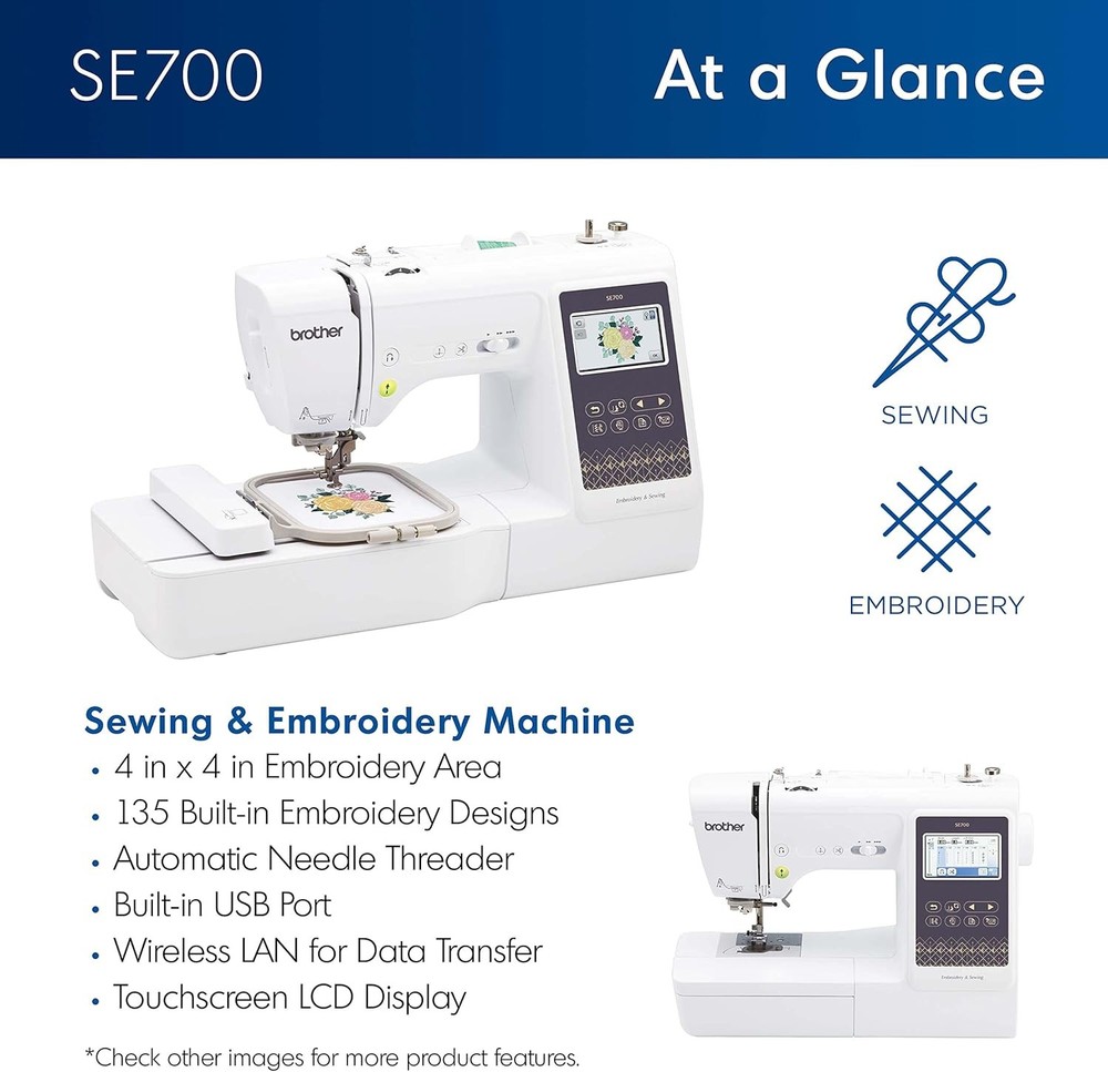 Brother SE700 Elite Computerized LCD Touchscreen Sewing and Embroidery Machine
