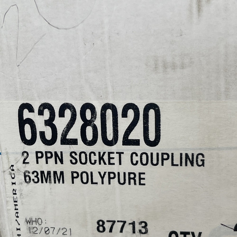 2 PPN SOCKET COUPLING 63MM POLYPURE AGRU