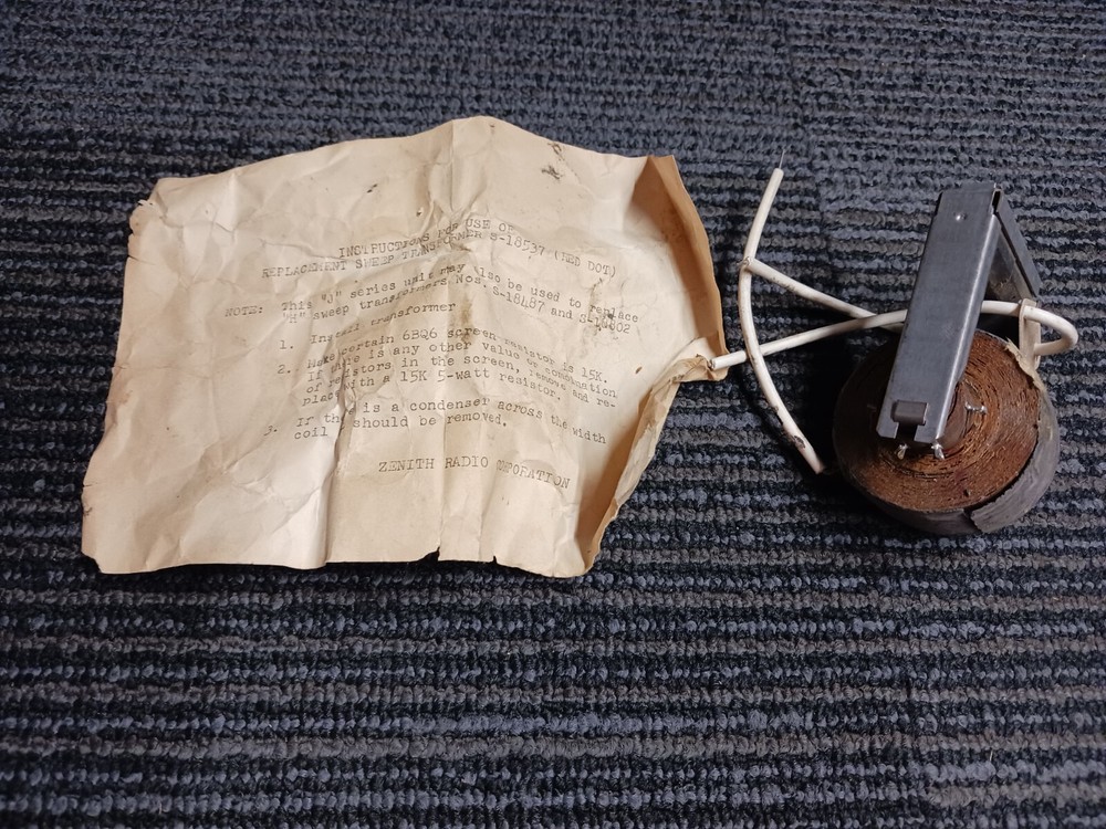 Vintage Zenith replacement sweep transformer S-18537 (red dot)