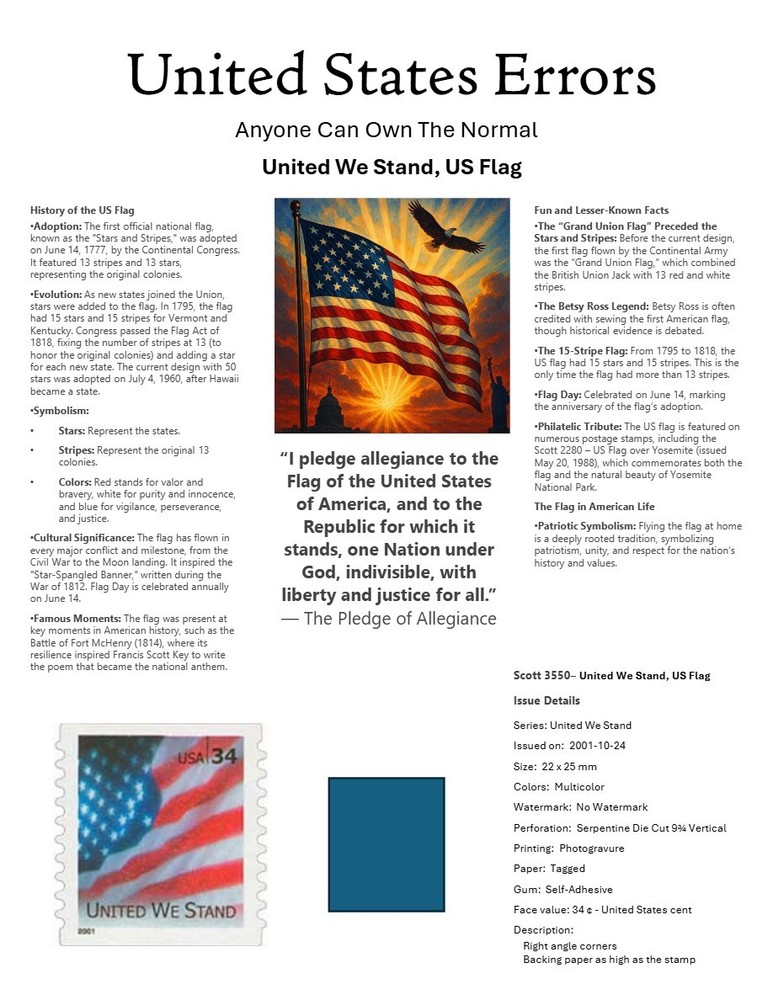 Centsational Custom Presentation Panel For Error SN 3550 - 8.5” X 11”