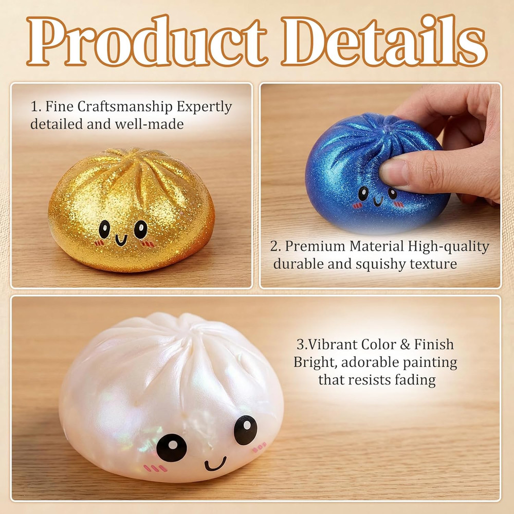 Glitter Dumpling, Glitter Dumpling Squishy with Box (Blue)