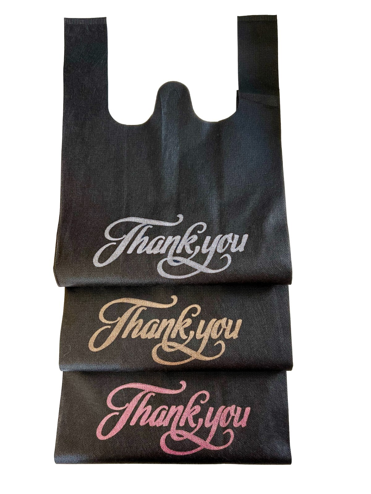 600-1000 Piece Bulk Reusable Non-Woven Fabric T-Shirt Grocery Bag Tote Thank You