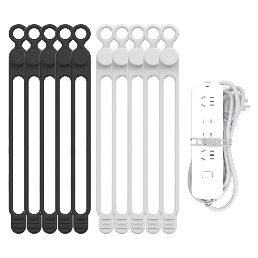 UMUST Silicone Cable Straps 10-Pack Extra-Long Reusable Cable Organizers