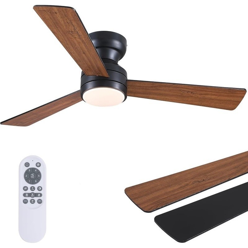 Reversible Ceiling Fan W/ Lights Remote Control Dimmable Flush Mount 3 Blade 40W