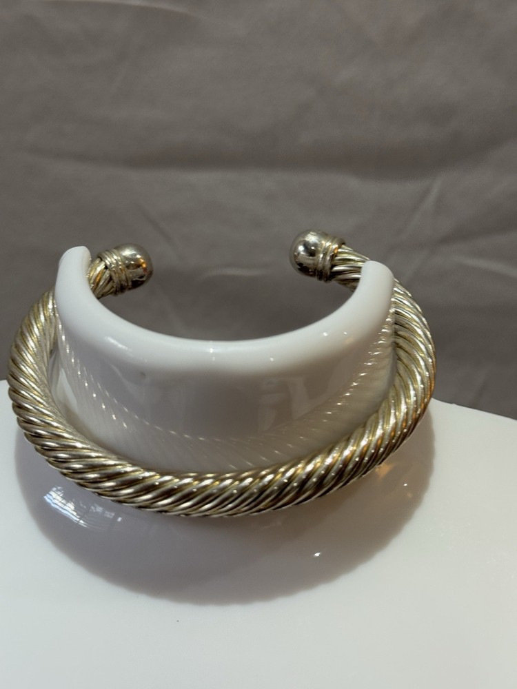 vintage silver tone twisted cable bangle