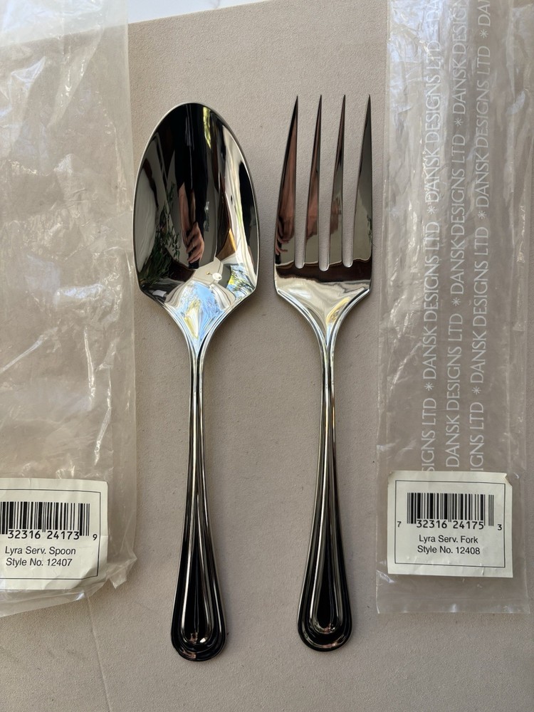 Dansk LYRA - large serving spoon and fork set