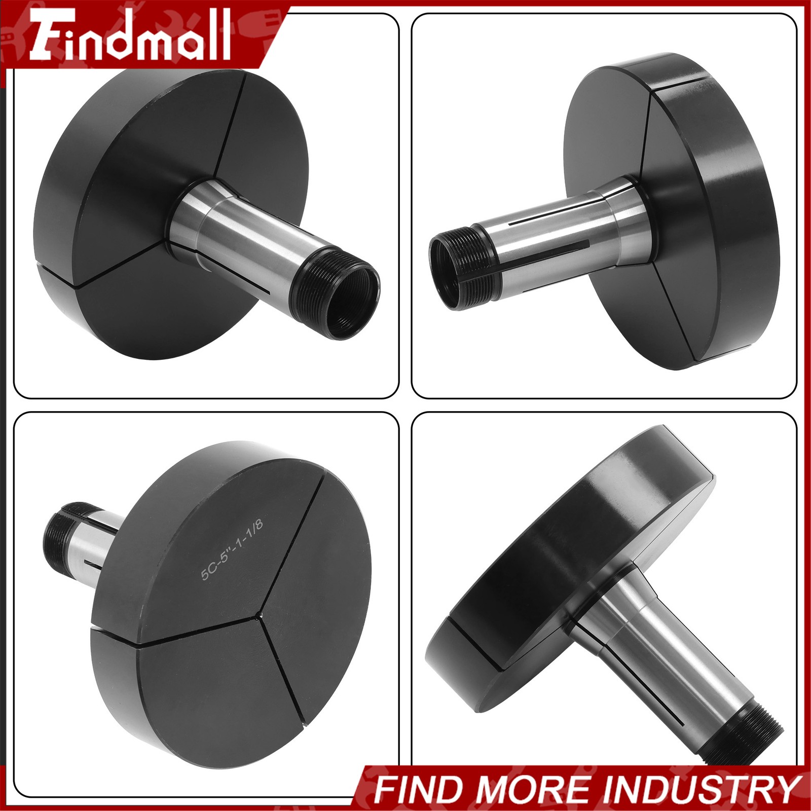 Findmall 5 Inch 5C Step Collet 1-1/8 Bore Precision Ground Steel Lathe Tool