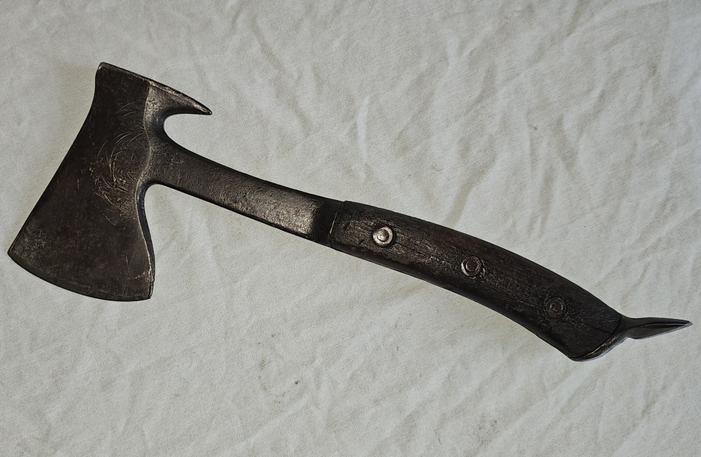 1920's antique Estwing UtilAx Trapper axe puller crate hammer 3 Rivet handle