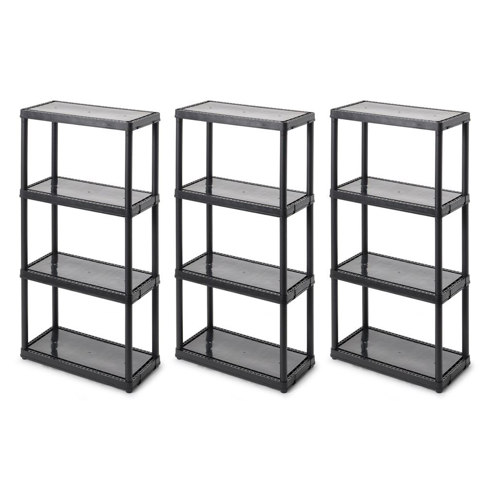 Gracious Living 4 Shelf Fixed Height Solid Organizing Storage Unit, (3 Pack)