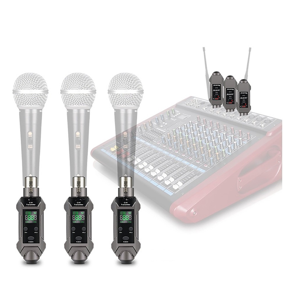 Rechargeable Plug-on Microphone Wireless System Transmitter&Receiver&XLR Adapter
