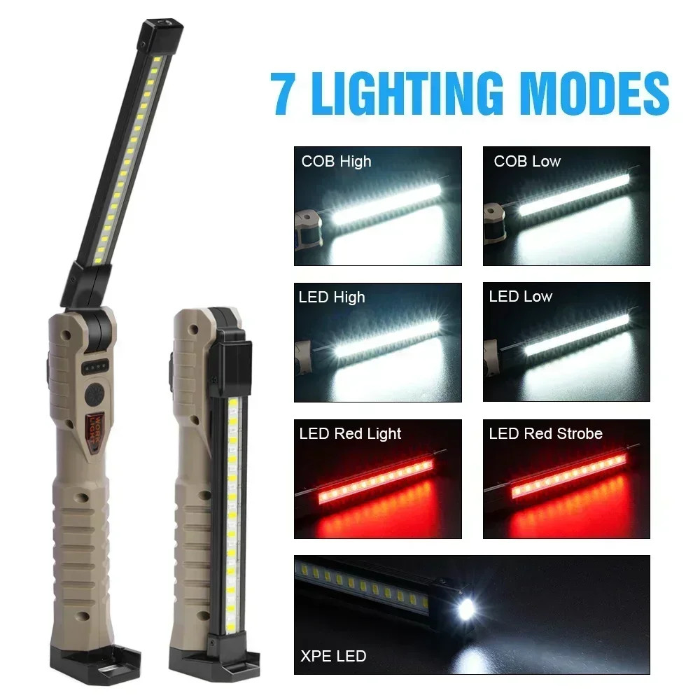 Folding COB XPE LED Work Light Flashlight USB Rechargeable SOS Torch