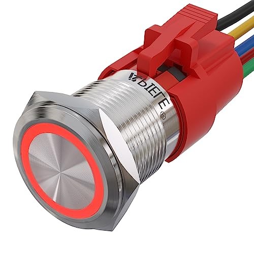 19mm Momentary Push Button Switch On Off Silver Shell Silver Shell-Red