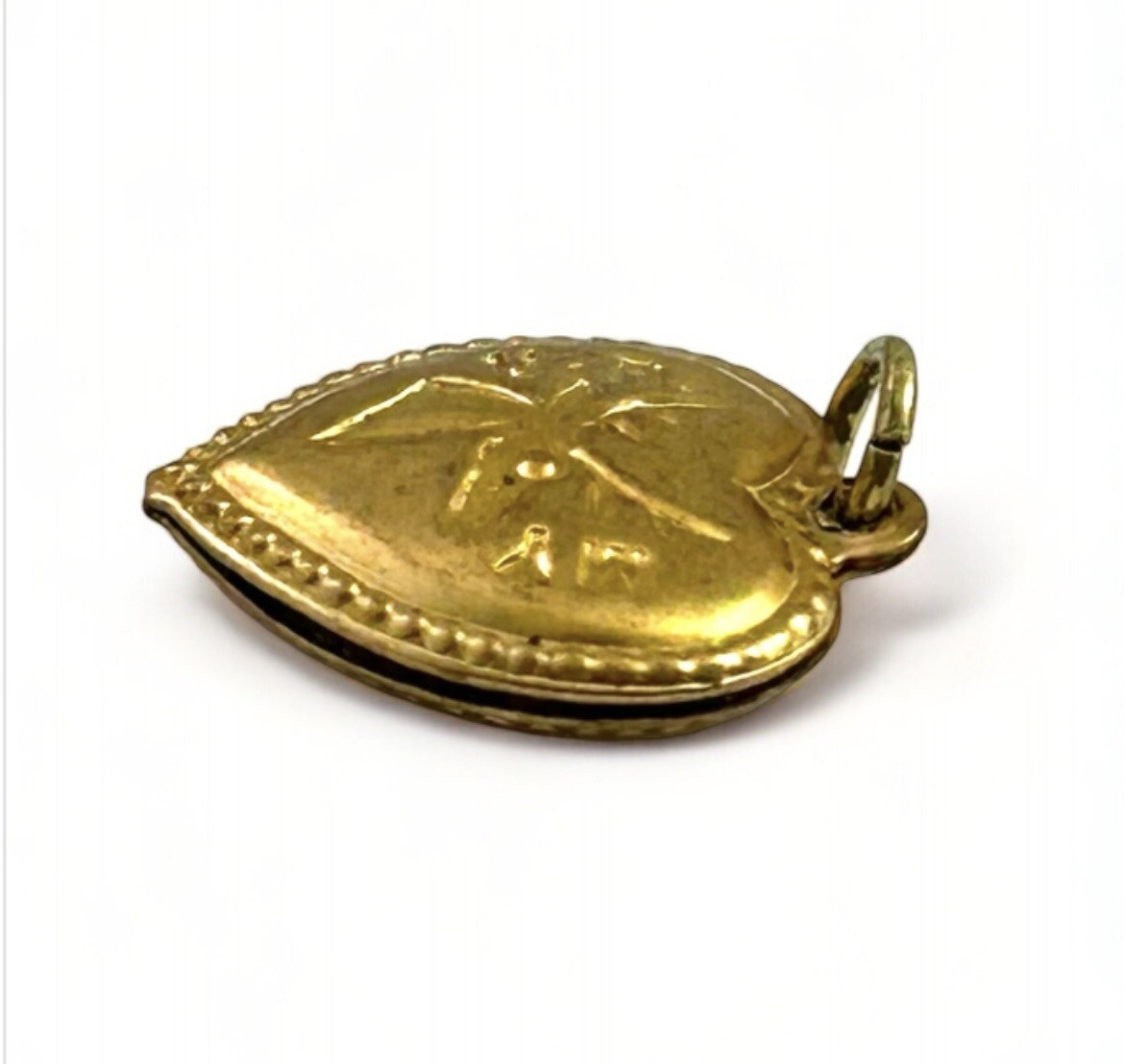 Vintage Charm Puffy Heart Pendant UR MY DEER MY DEAR Vintage Jewelry Brass