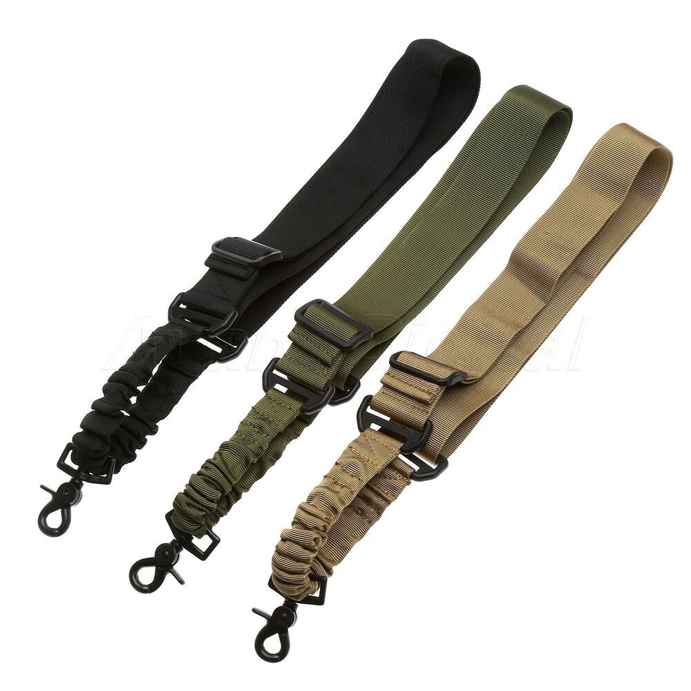 One Single Point Sling Rifle Tactical Shoulder Gun Strap Adjustable Molle Bungee