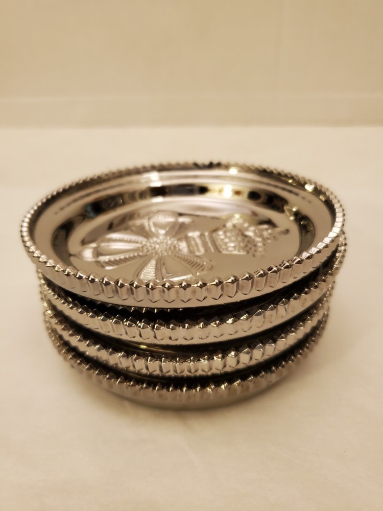 GENUINE SILVER "CHRISTMAS BELL" DRINK COASTERS - PRE OWNED