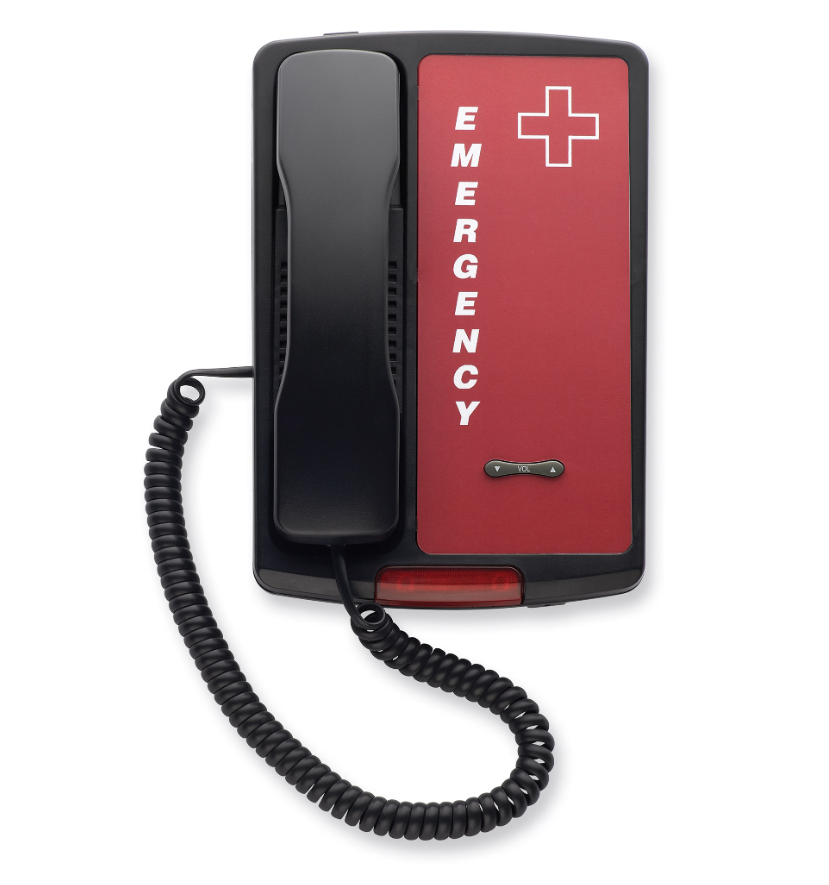 Emergency Hotline Dialer Desk/Wall Phone - Pre-programmed to auto dial 911