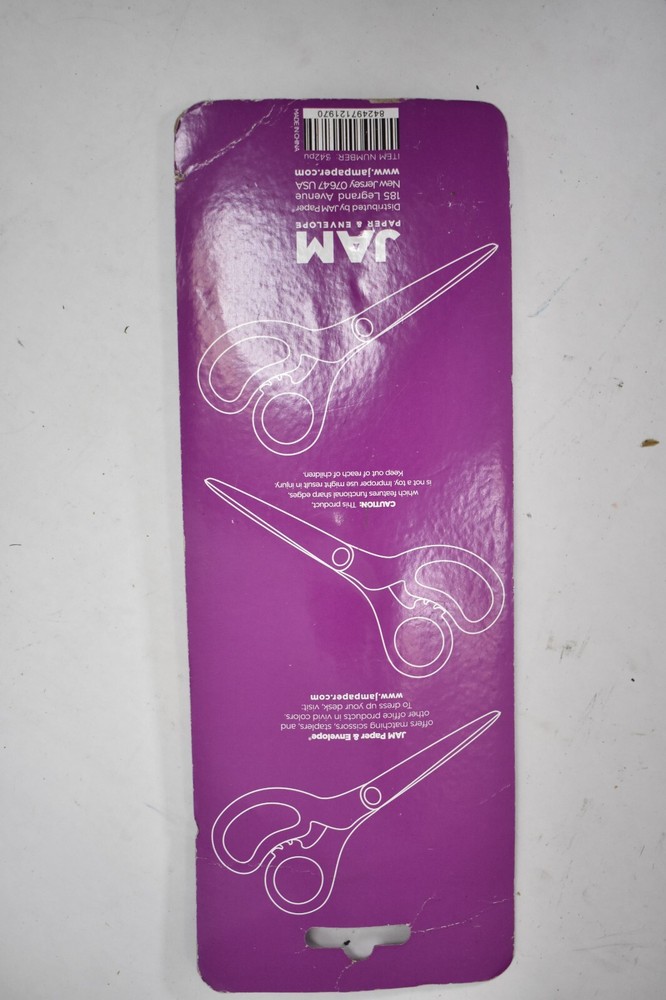 JAM Purple Precision Scissors Right Handed 8" L Multi Purpose Tool Stainless
