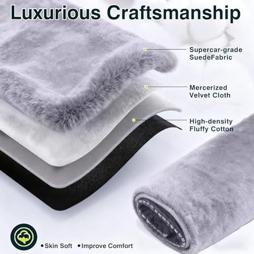 6 PCS Motorcycle Tie Down Straps Soft Loop Cover, Synthetic Sheepskin Grey