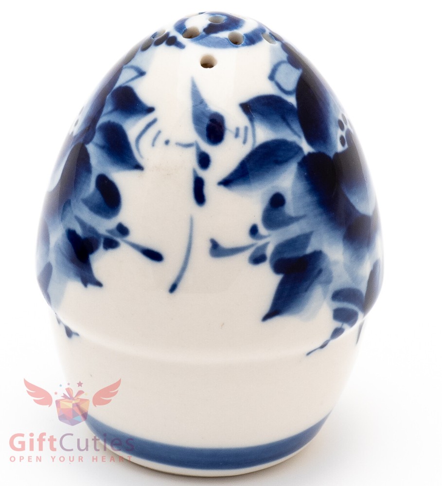 Gzhel Porcelain Easter Egg salt shaker holder Hand-painted