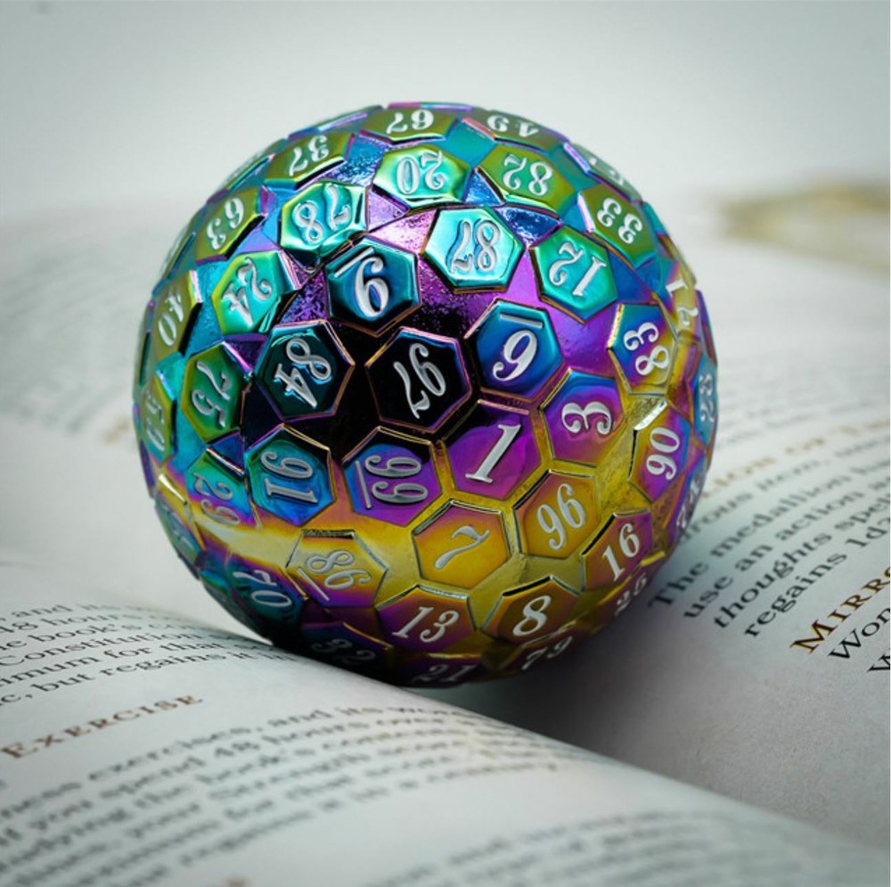 Rainbow Solid Metal d100 Poly RPG DnD Dungeons Dragons Pathfinder d20 AD&D B