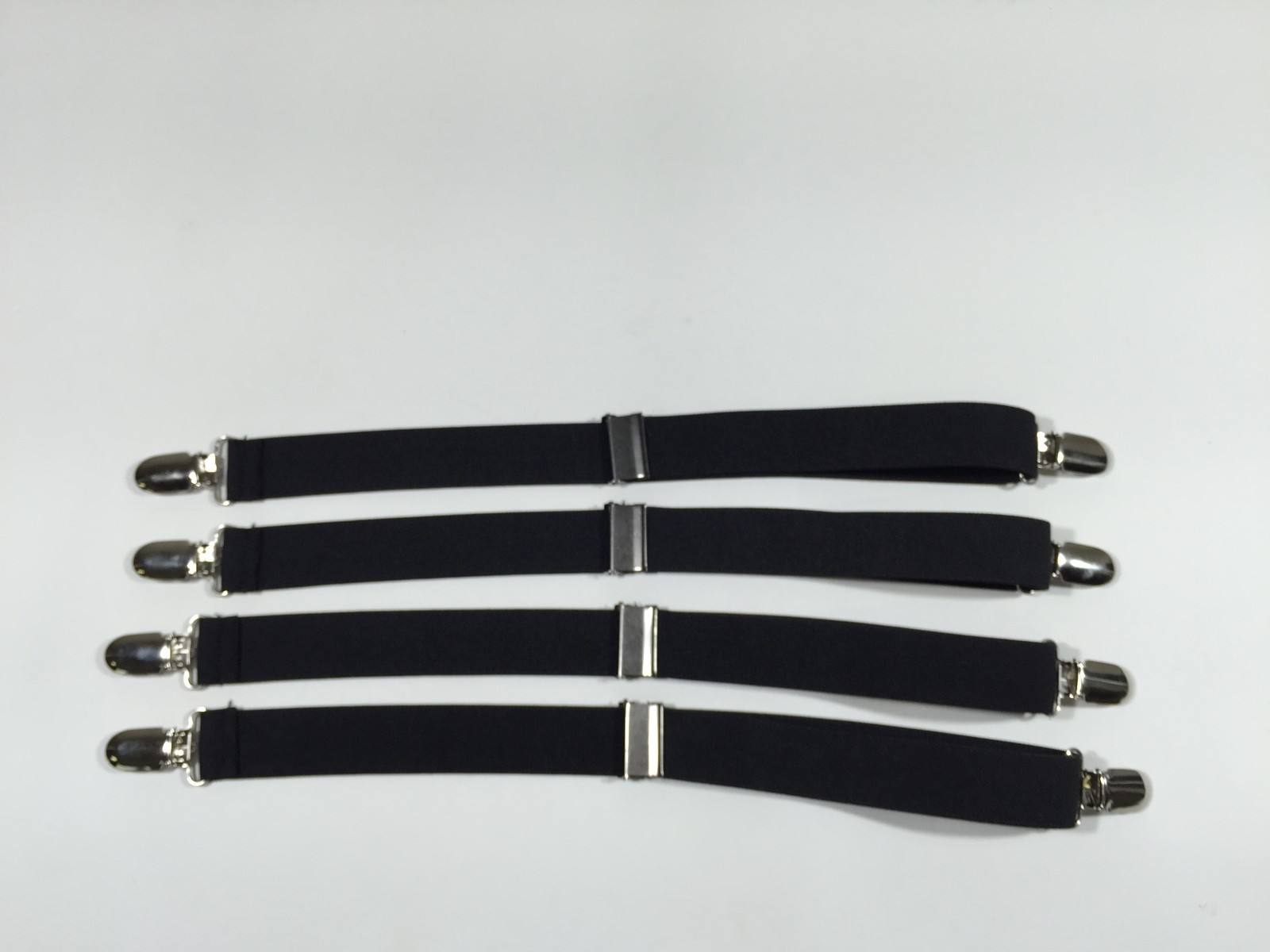 Military 4pk Shirt Stay Garters With Gator Clip BLACK Made in USA