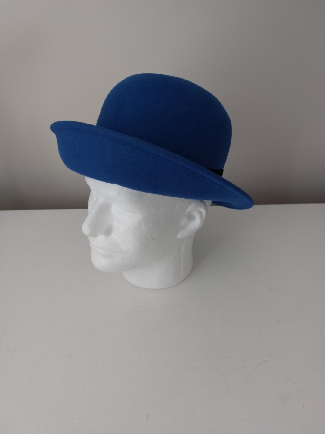 New Bollman Hat Co. 100% Wool Doeskin Felt Bowler Royal Blue Hat USA MADE. Nice