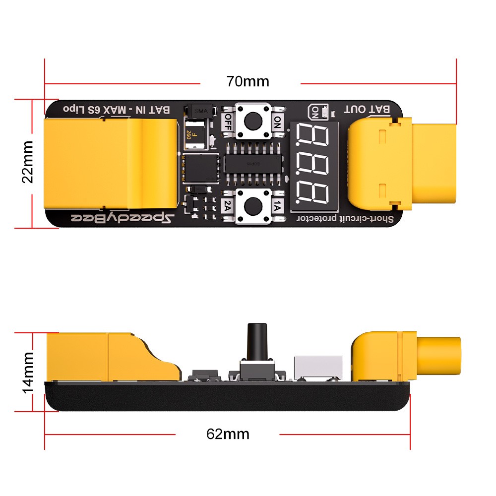 SpeedyBee Anti Short Circuit Module 4-6S 1A/2A Current for RC Flight Stack