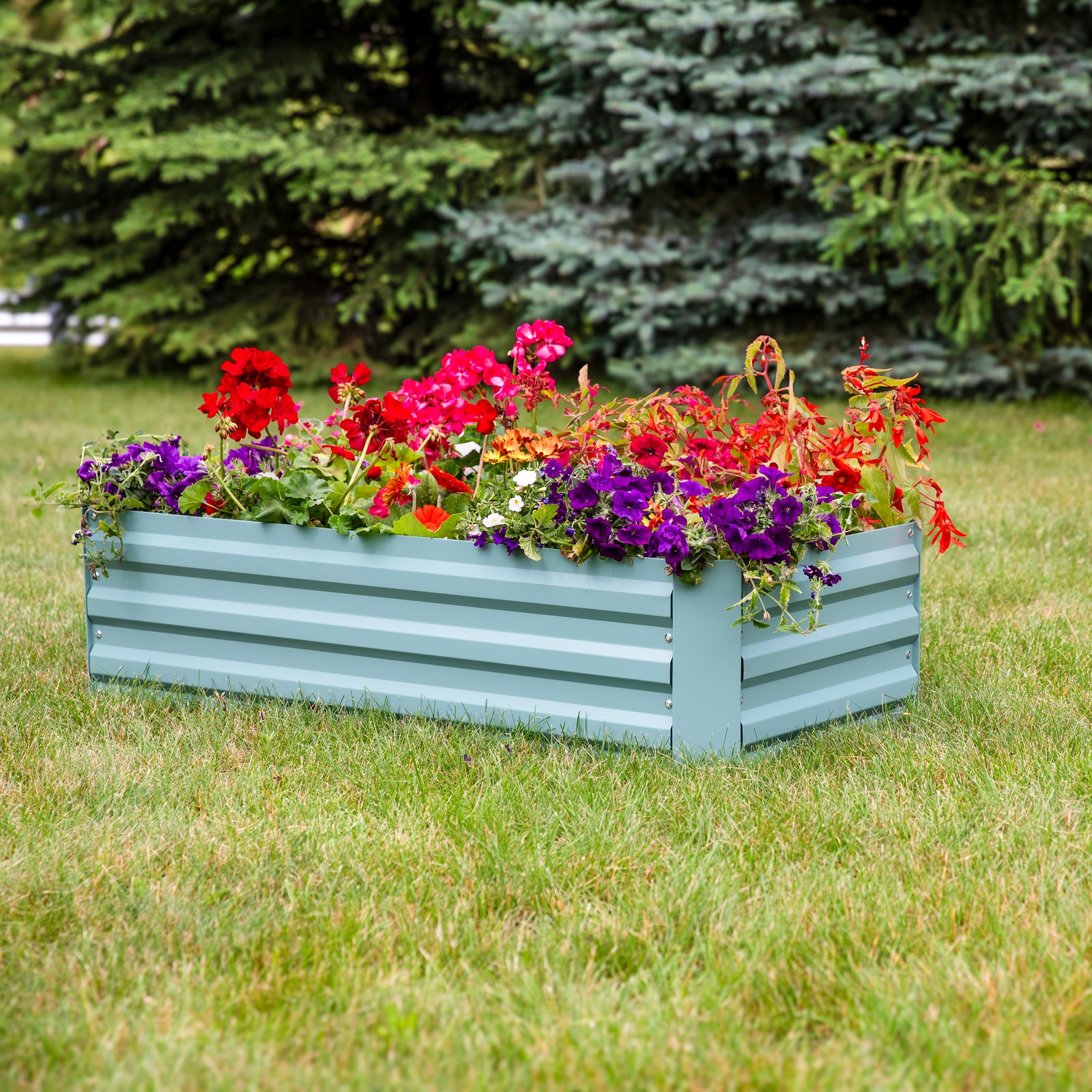 Rectangle Galvanized Steel Raised Bed - 4 x 2 x 1 ft - Green by Sunnydaze