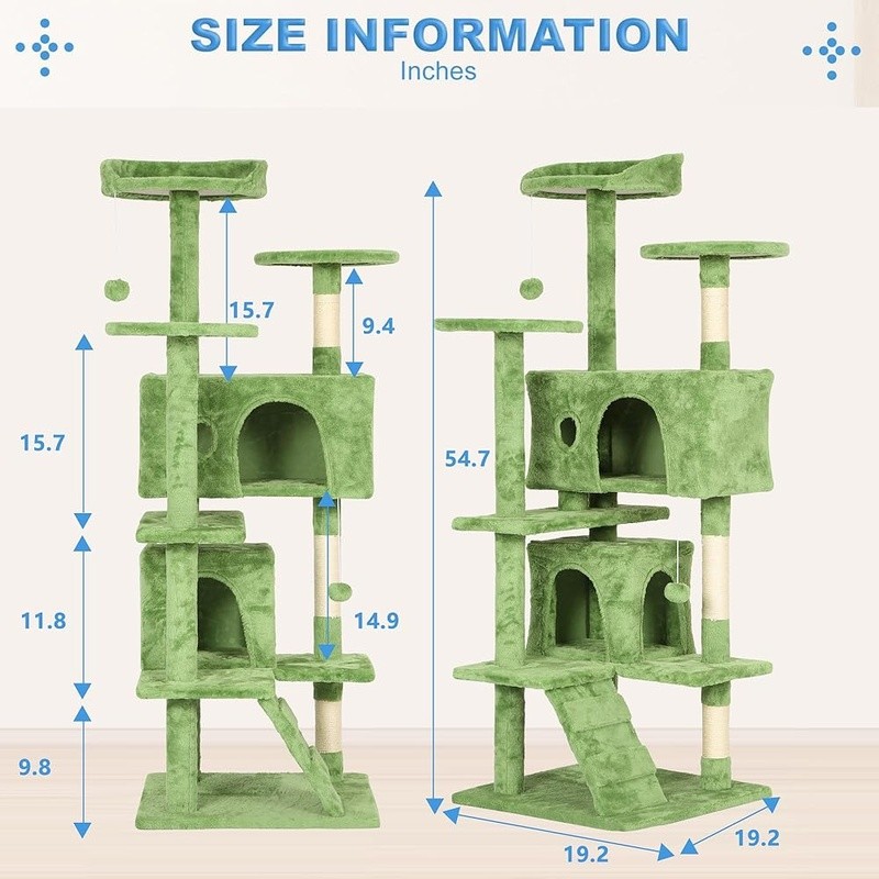 Multi-Level Cat Tree W/ Scratching Posts Cozy Beds Interactive Toys Indoor Fun