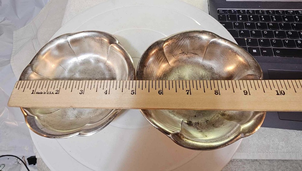 3 -WMF Ikora germany small & large footed flower shaped bowl Tarnish Silverplate