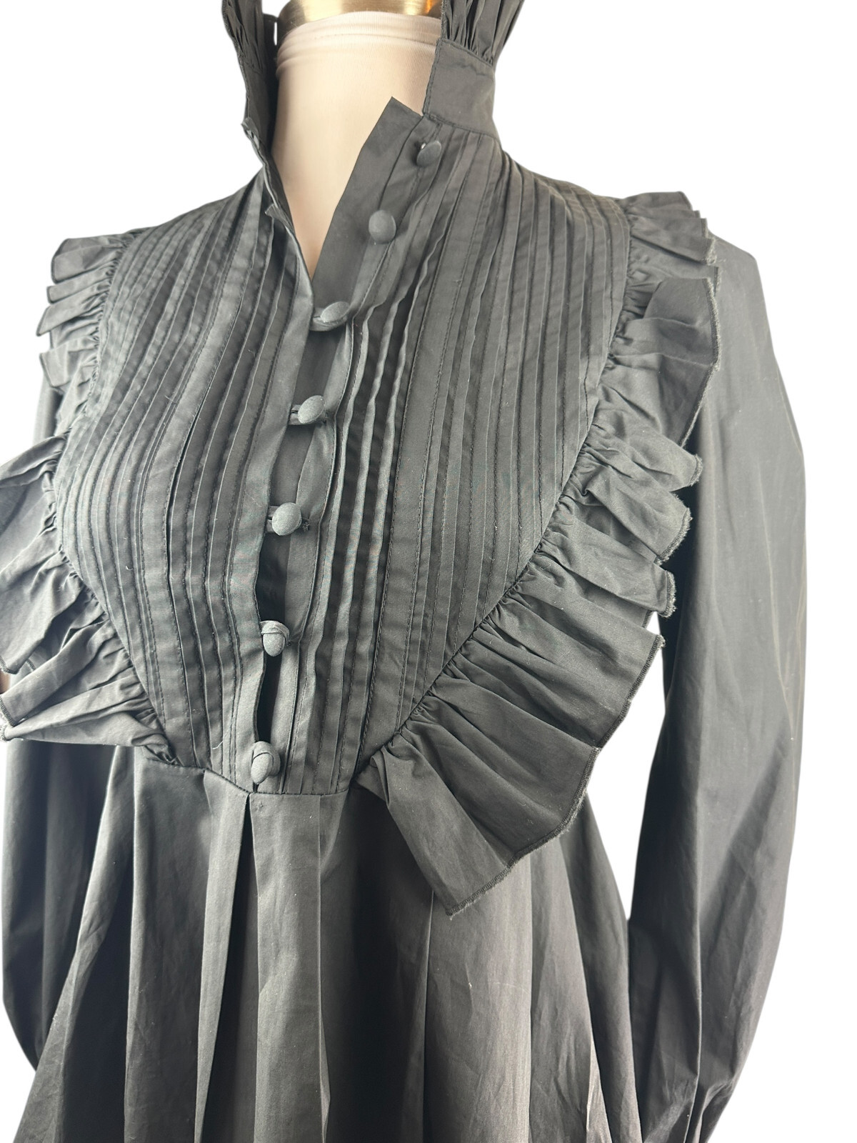 *Flawed* Victorian Choice Black Blouse Steampunk Witchy Goth Button Top Medium