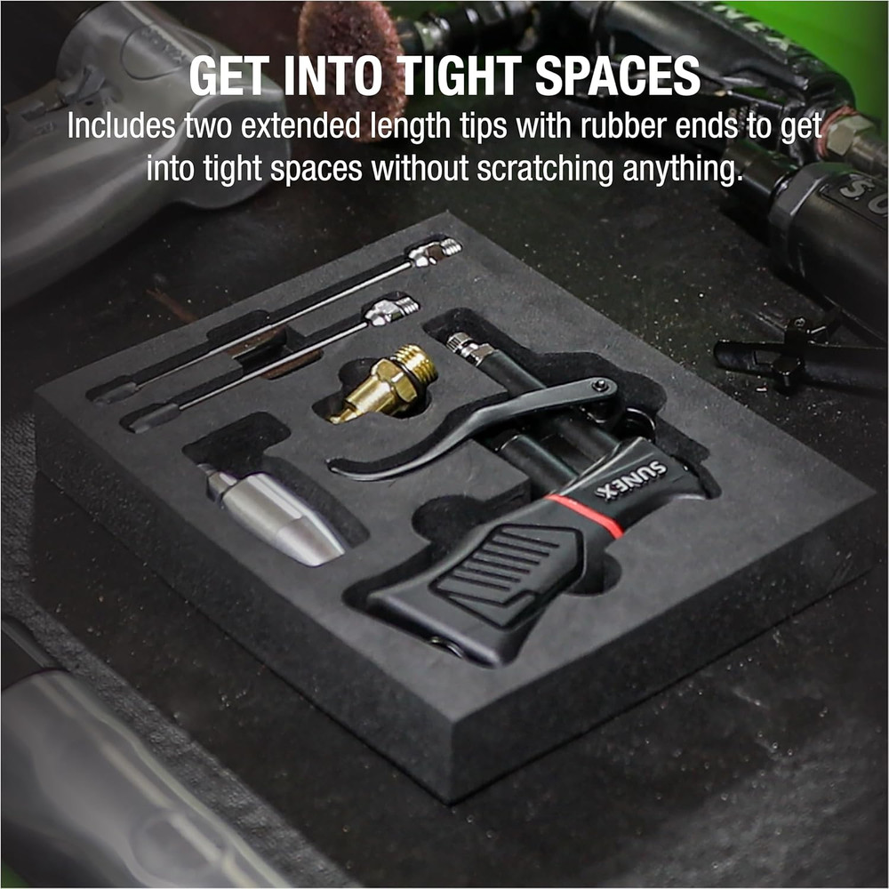 SXBG01K Air Blow Gun Kit with Variable Trigger, Adjustable Nozzle, Venturi Tip,