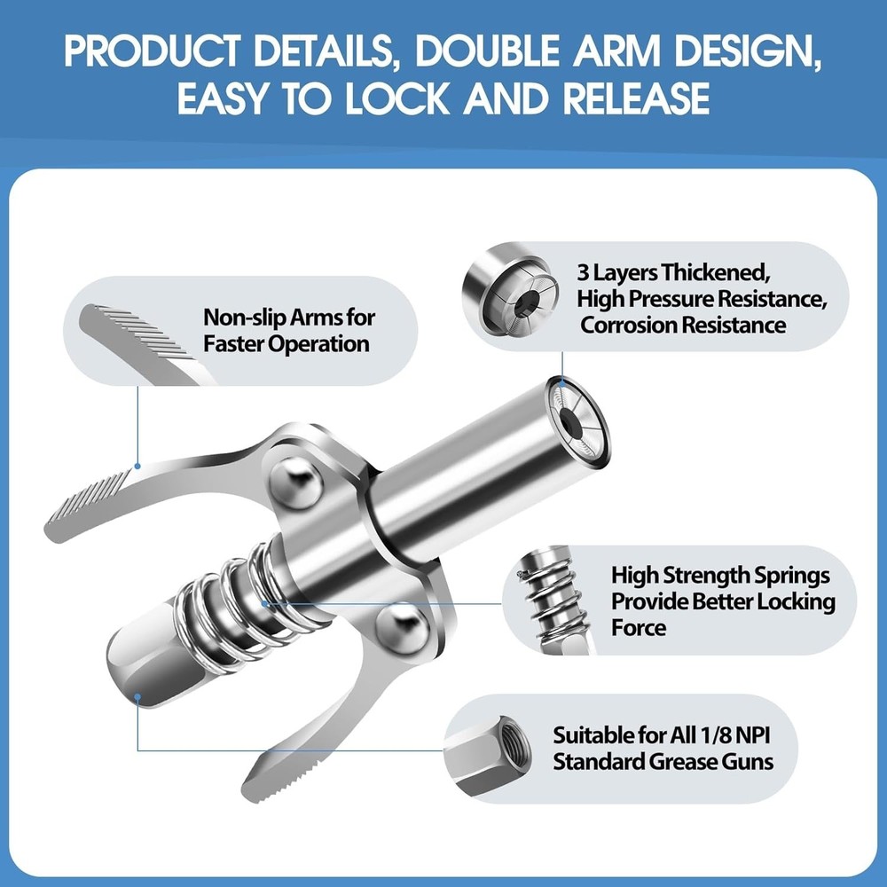 Efficient Lock N Lube Grease Coupler - Quick Lock Release, 12K PSI Durability