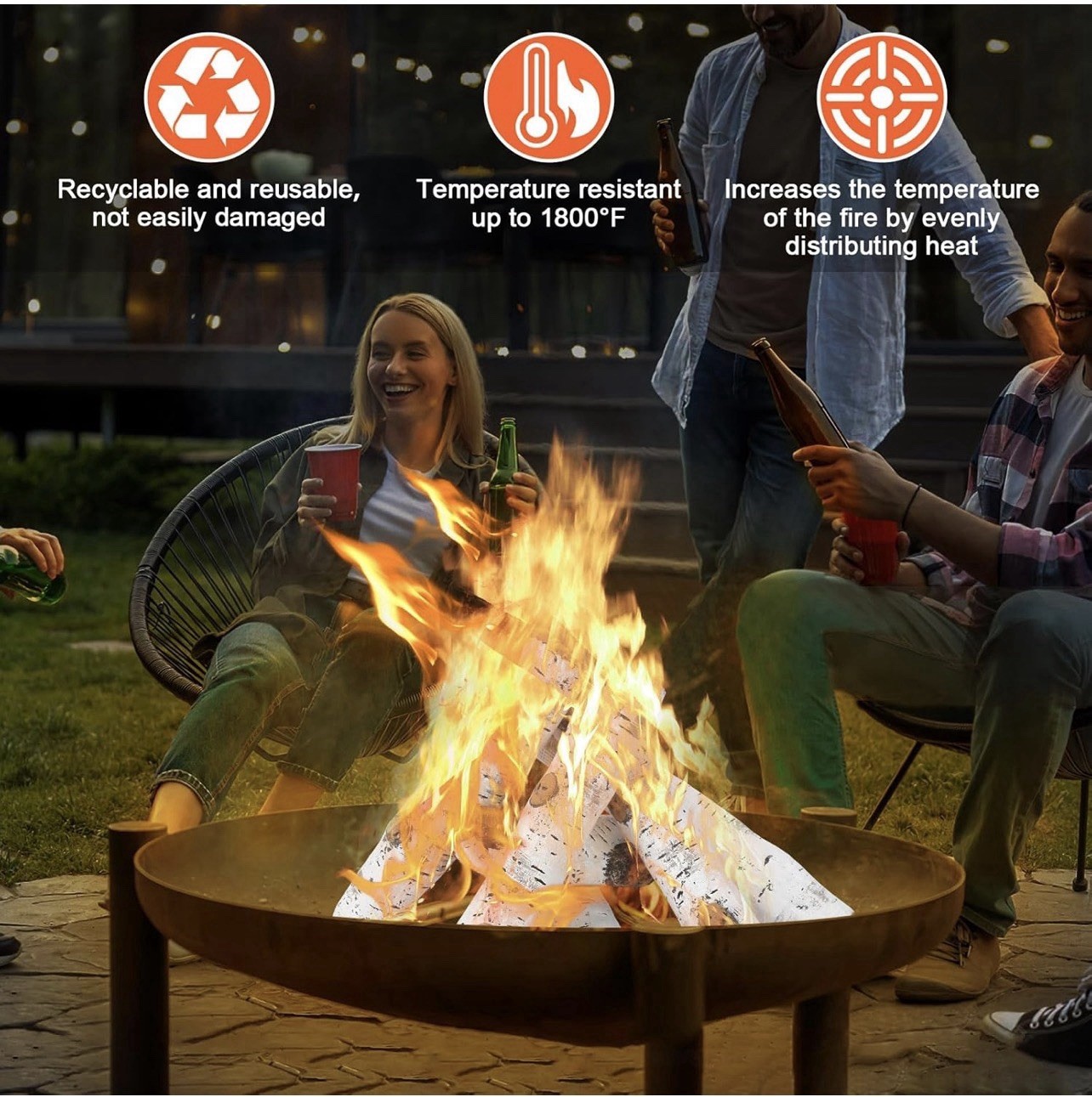 QuliMetal White Birch Ceramic Gas Fireplace & Fire pits Logs In/outdoors 6pcs