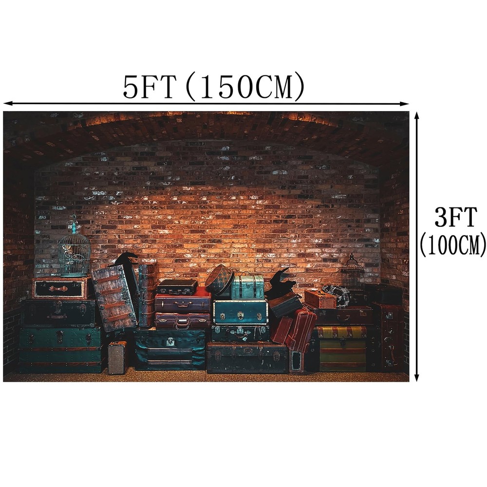 Platform 9 Train Station Backdrop Wizard School Brown Black Brick Wall 5X3FT