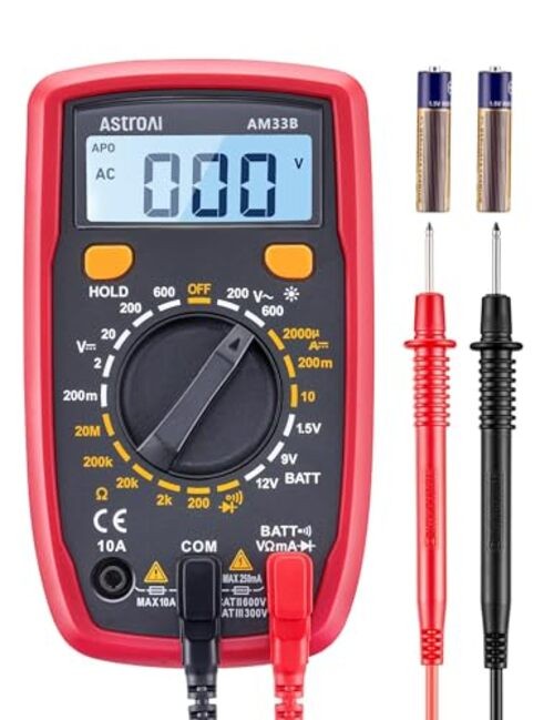 Digital Multimeter Tester 2000 Counts with DC AC Voltmeter and Ohm Volt Black