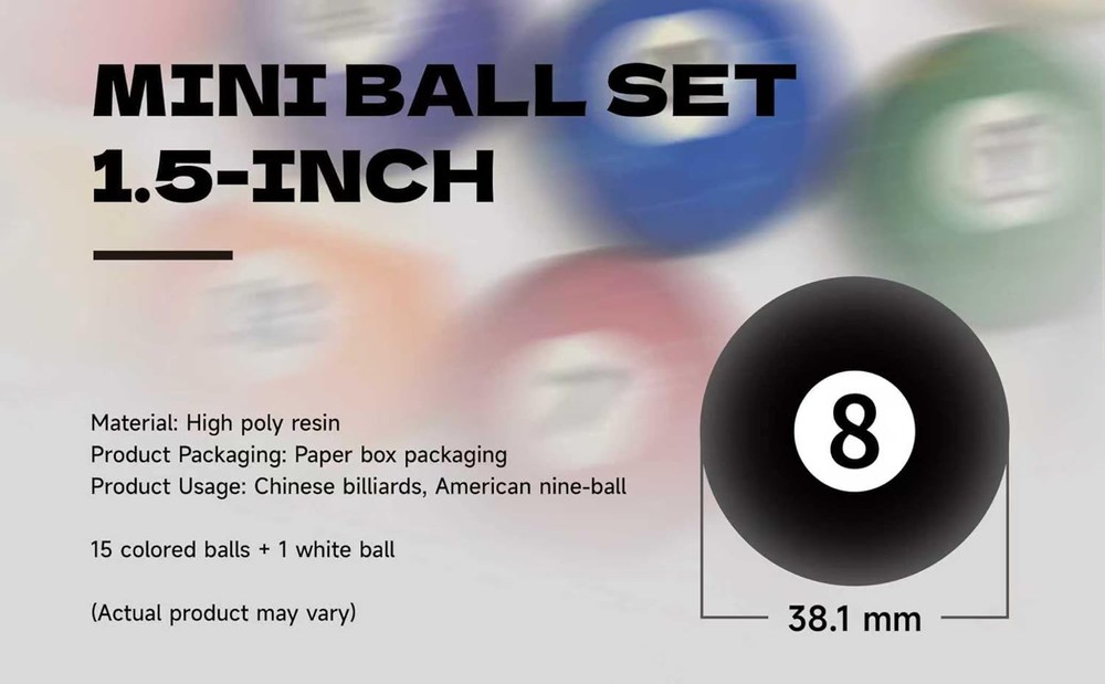 Mini Billiard Pool Balls Set - 1.5" Billiard Balls Set