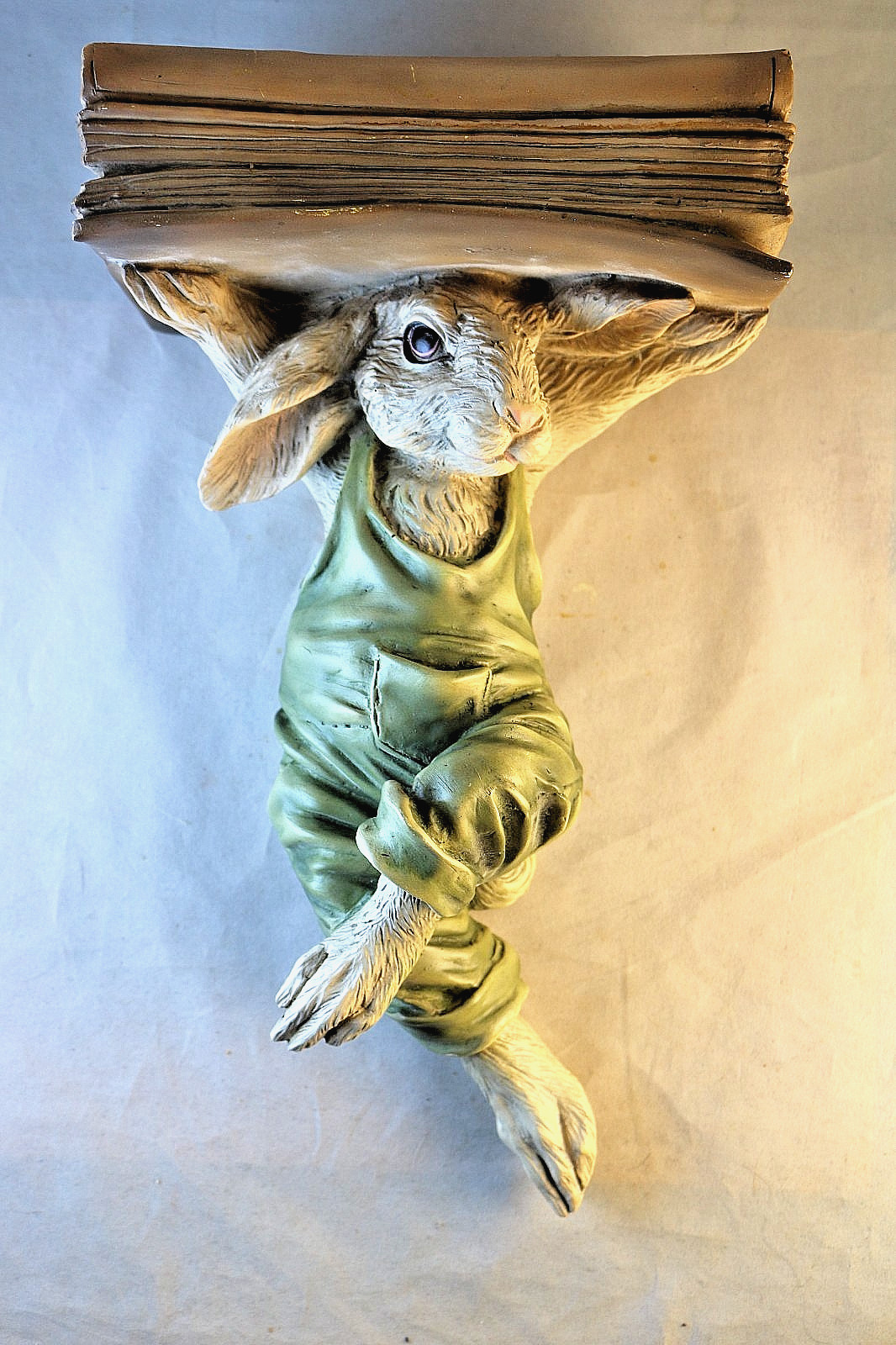 Vintage CHRISDON Rabbit Handstand on Books Figurine Whimsical Bunny Shelf Sitter