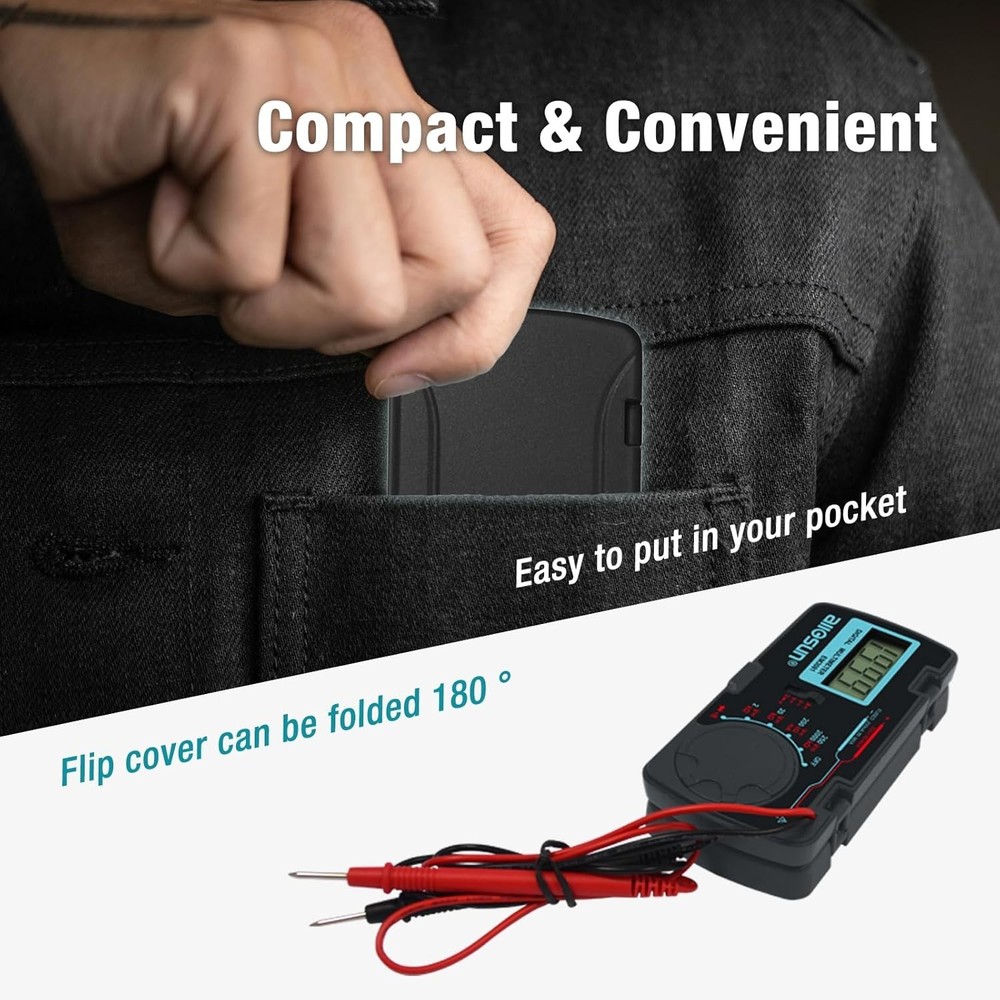 ALLOSUN Pocket-Sized Digital Multimeter for Accurate Voltage & Current Testing