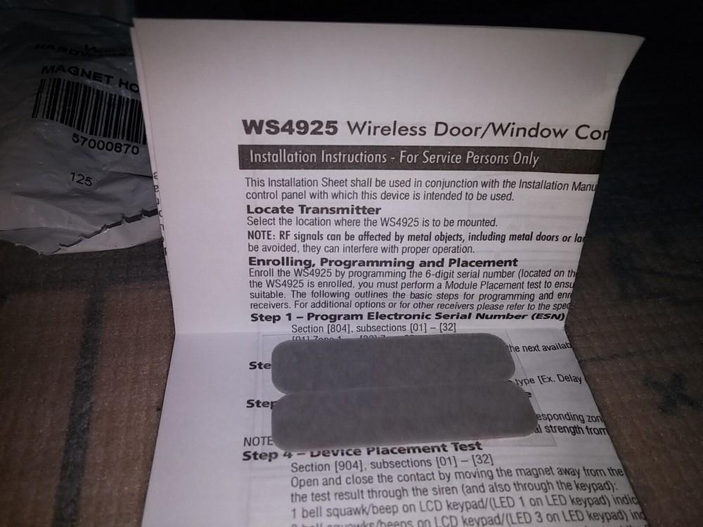 DSC WS4925 Wireless Home Security Door Contact