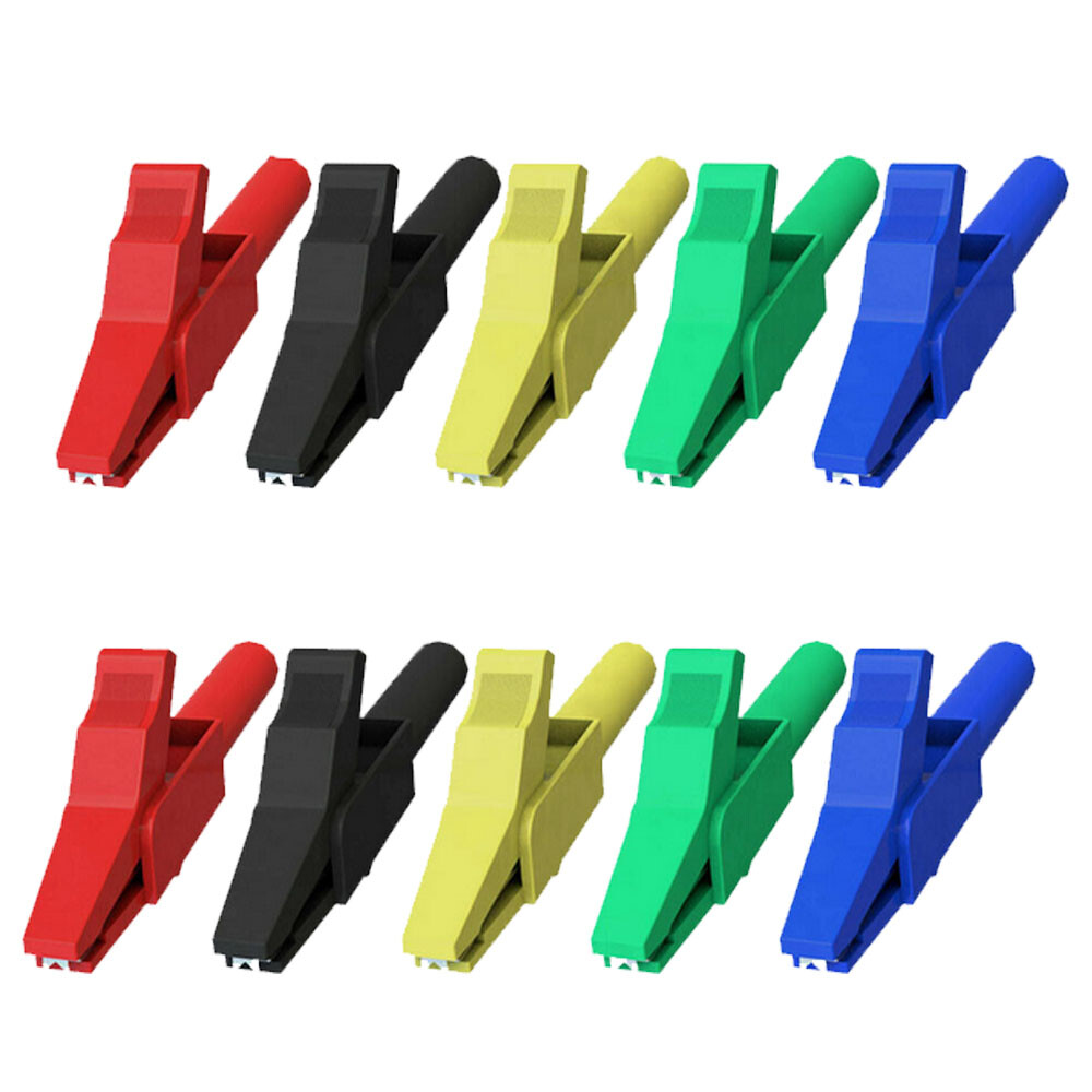10PC 4mm Stackable Banana Plug to Test Hook Clip Test Leads & Alligator Clips