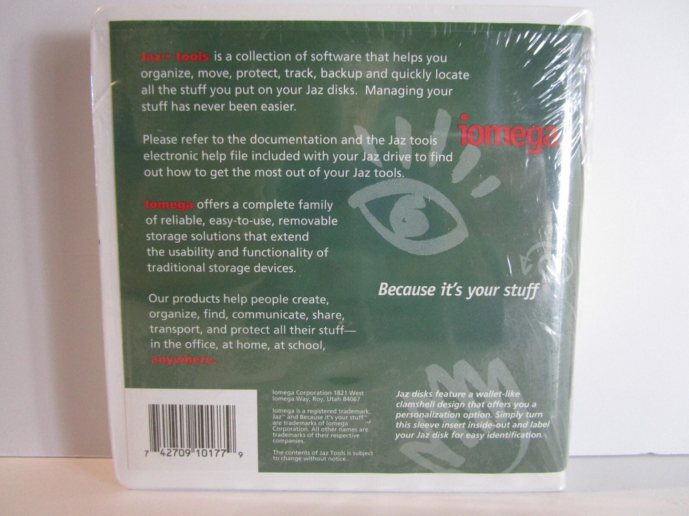 iomega Jaz 1GB Tools & Software Utilities Disk - Unused & Sealed