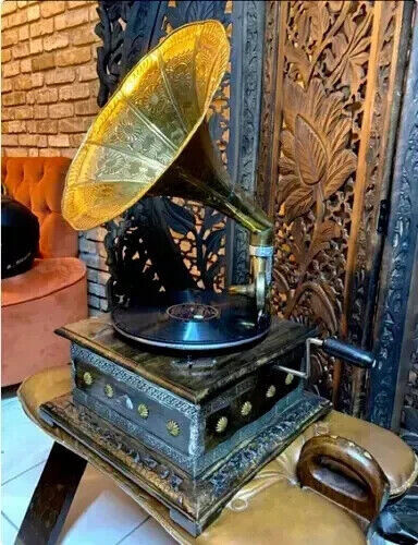 HMV Gramophone Fully Functional working Phonograph, win-up record player