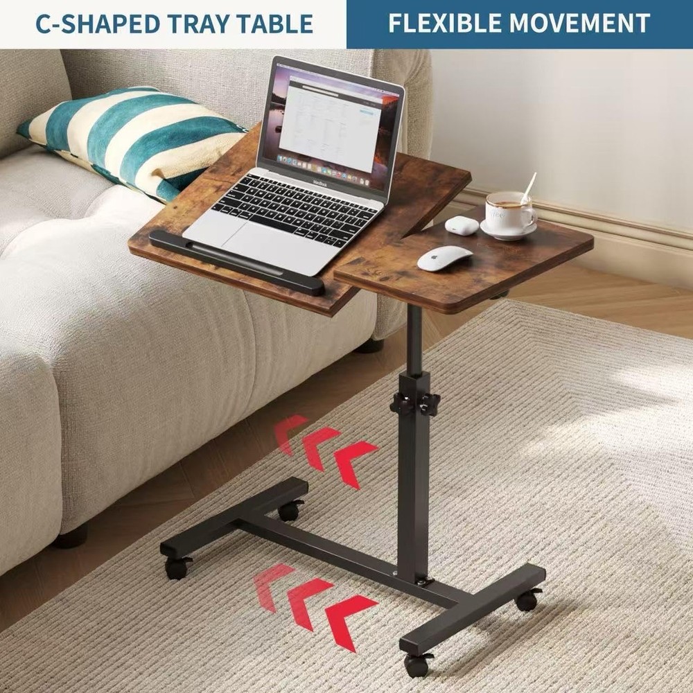 Overbed Table，Bedside Table，Adjustable Height＆Protable Stan