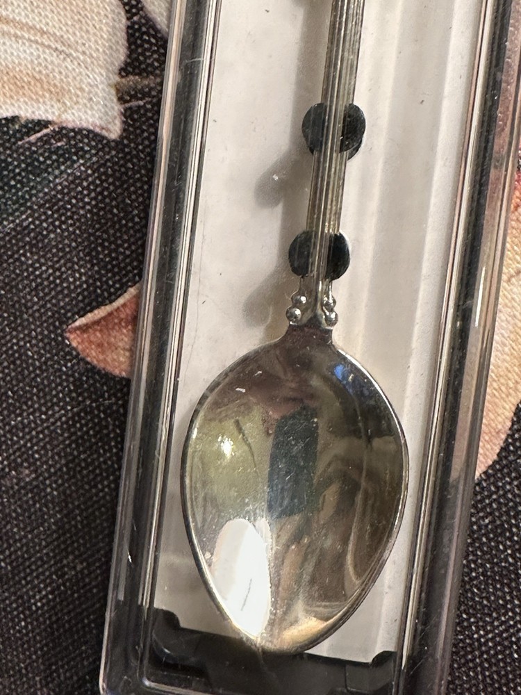 Charming 4.25”L Silver Plated TEA SPOON-w/Teapot On Top-Quality/Boxed-England-