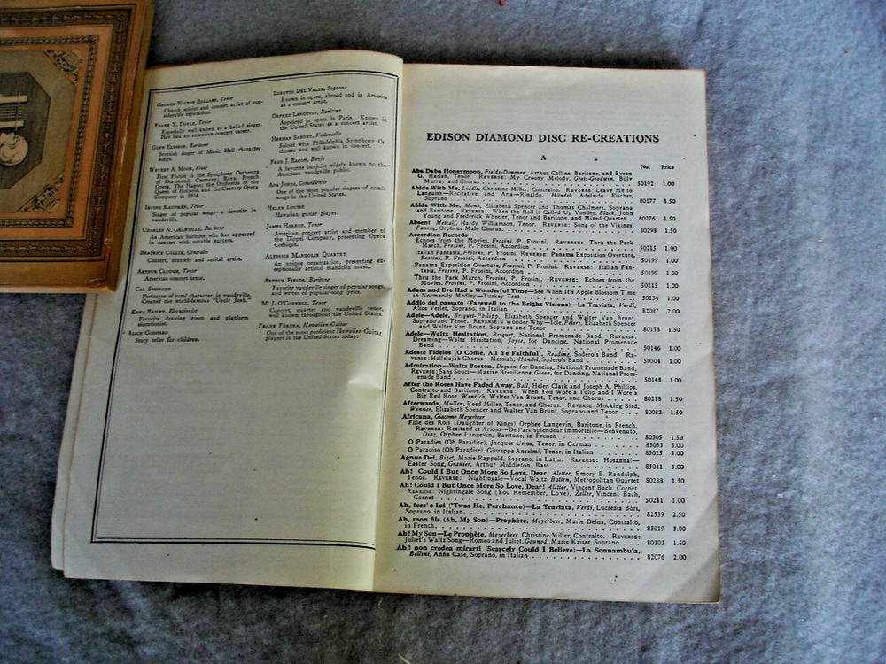 2 different Edison Record Catalogs, 1917 , 1918
