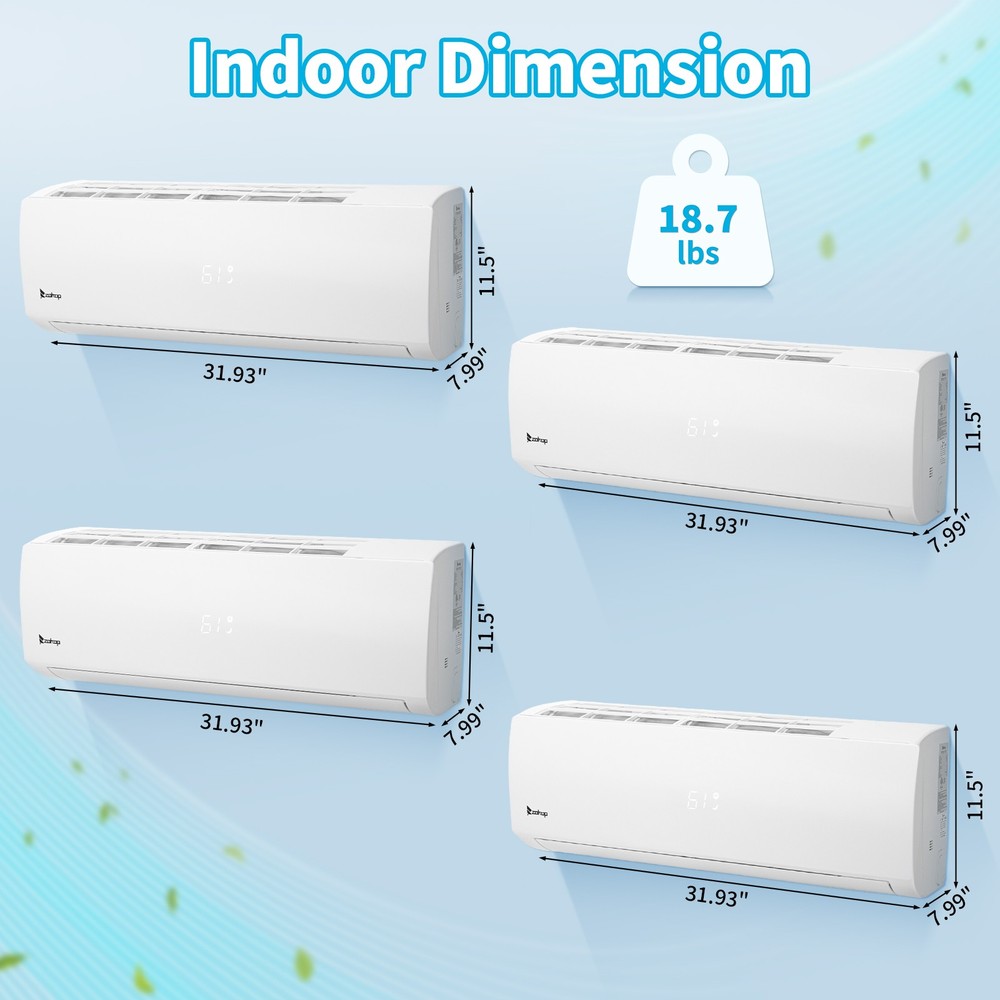 4 Zone Mini Split 38000BTU Quad Zone Mini Split Air Conditioner 4 x 25Ft Copper