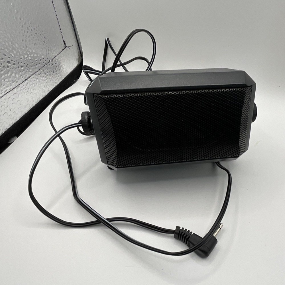 Black Wired Rectangular Plastic Speaker with 3.5mm Jack and Mounting Bracket