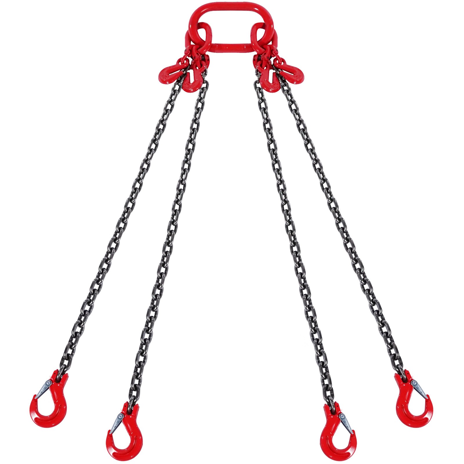 VEVOR 5/16" x 10' Chain Sling 4 Legs G80 Lifting Chain with Grab Hooks 11000 lbs
