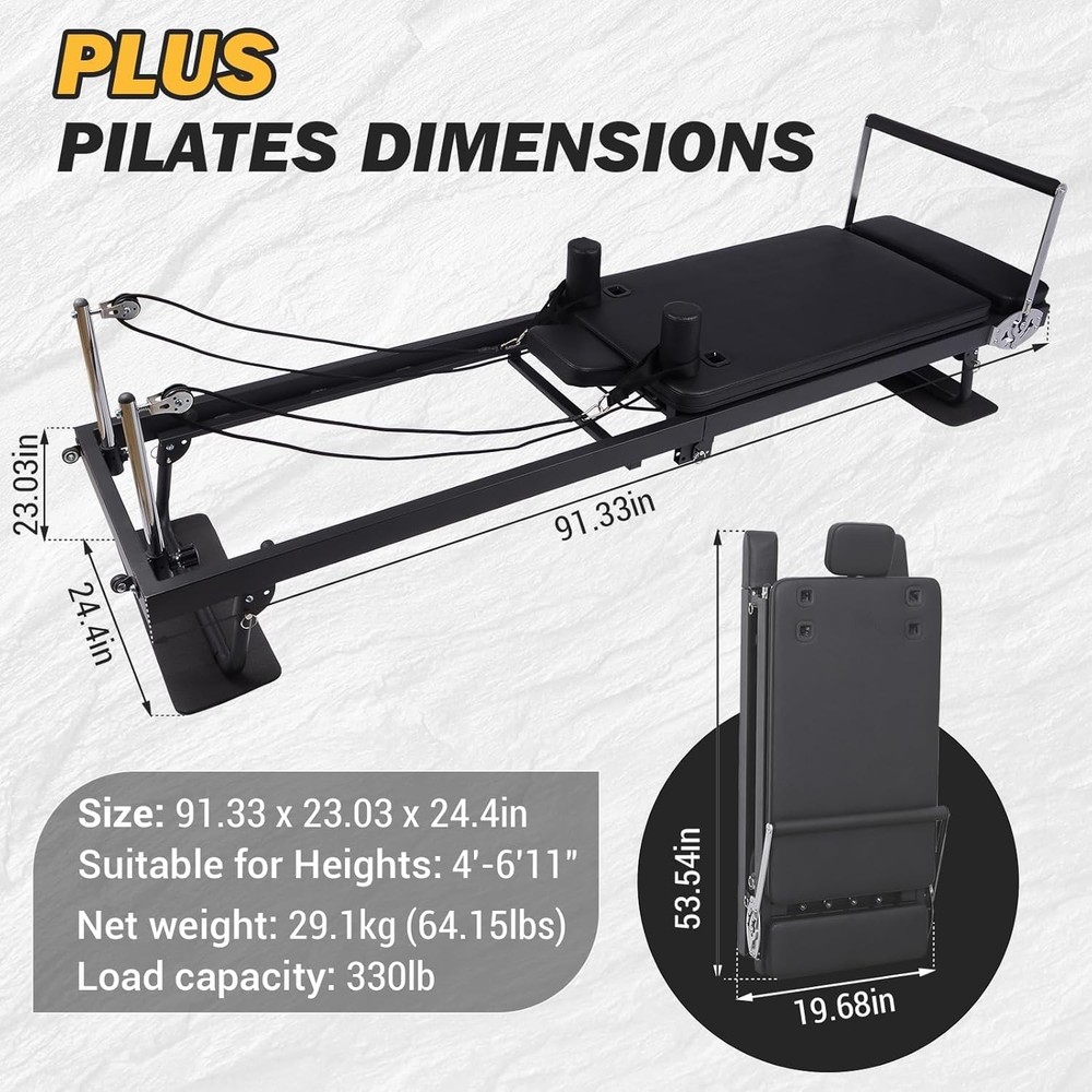 Pilates Reformer Machine Foldable W/ Adjustable Features & Dual Springs for Gym